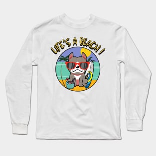 Cute grey dog Goes to the beach Long Sleeve T-Shirt